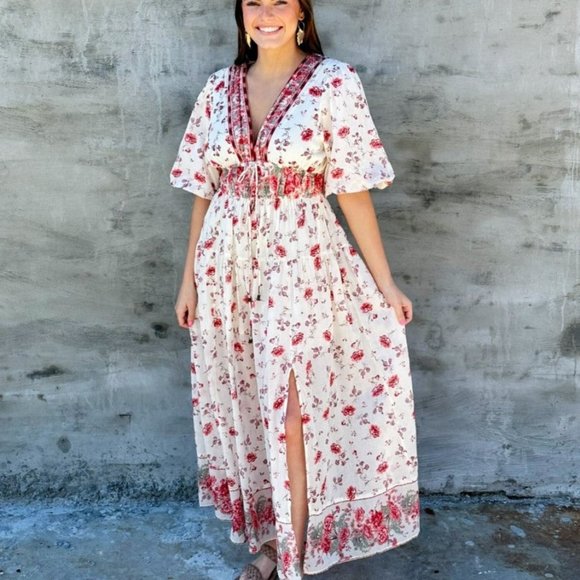 Free People Women's Lysette Boho Style Floral Maxi Dress Size M | L | XL - Picture 2 of 9